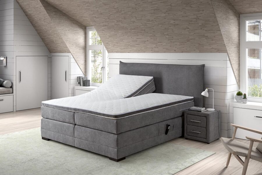 Breezz Ambi – Headboard N° 50 200 Cm + Opal Semi Split Topper Memory Foam 180 Cm + Mattress Tonic 180 Cm + Box Castor 180 Cm + Night Stand Lex – Bloq Wood