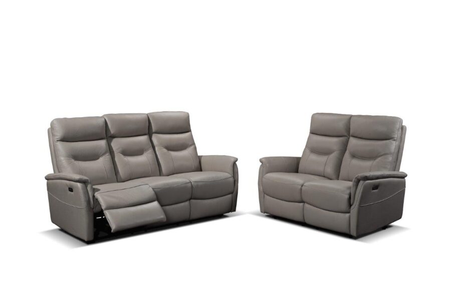 Elton – 3EE + 2S Fixed – Full Leather Massivo Light Grey 428A