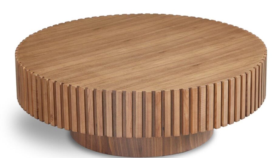 Levi – Round Coffee Table Small Large – Veneer Walnut